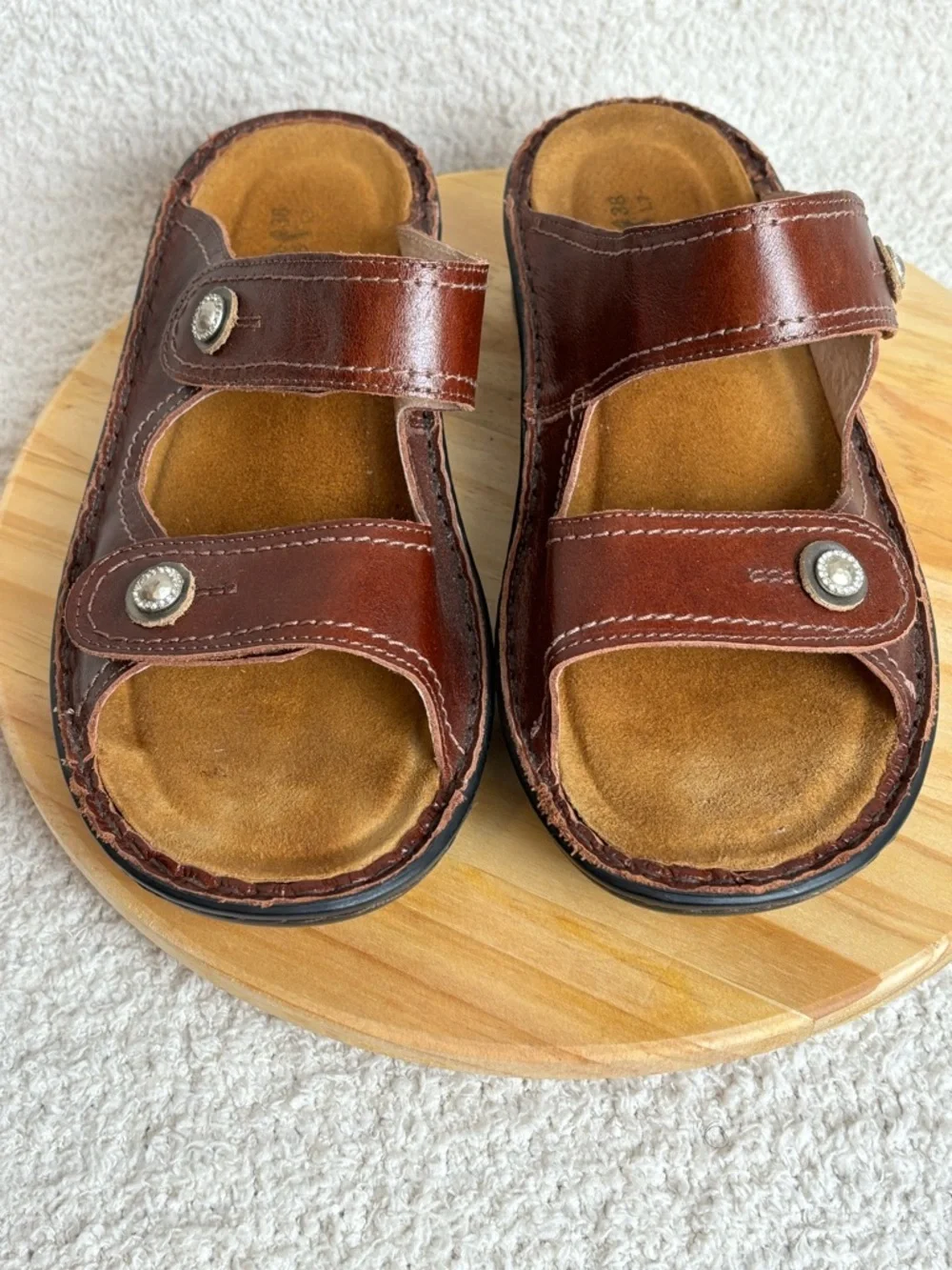 Naot Sandals Womens 7 Brown Sitar Two Strap Slip On Comfort Leather Casual